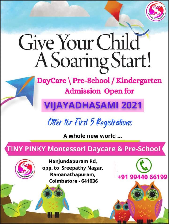 Vijayadhasami Admission 2022-23 - Tinypinky Montessori Daycare & Pre-School